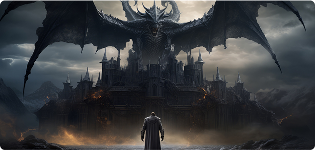 Dragon over castle